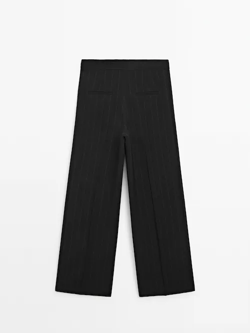 Diya Black Pin Stripe Casual Pants