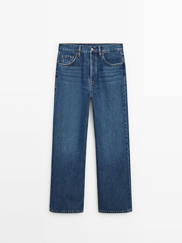 Straight fit high-waist jeans · Medium Blue · Dressy | Massimo Dutti