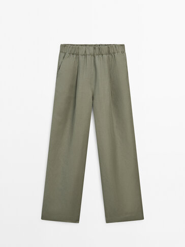 Wide-leg co-ord trousers with elasticated waistband