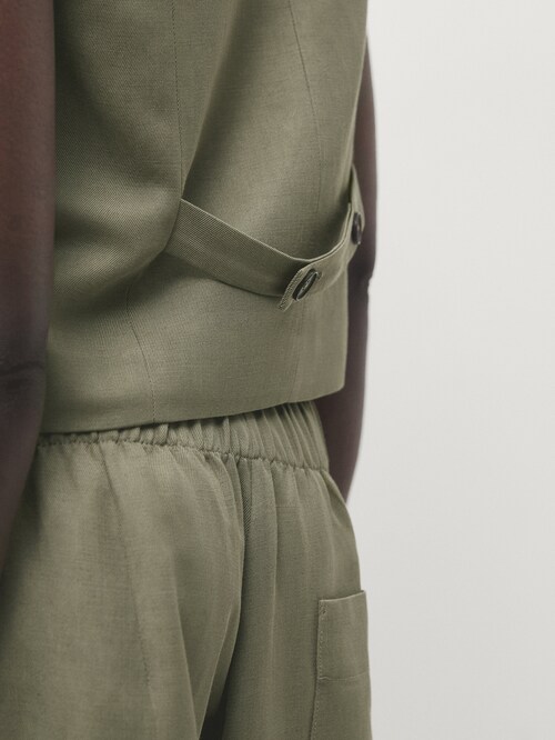 Wide-leg co-ord trousers with elasticated waistband · Pale Khaki · Dressy