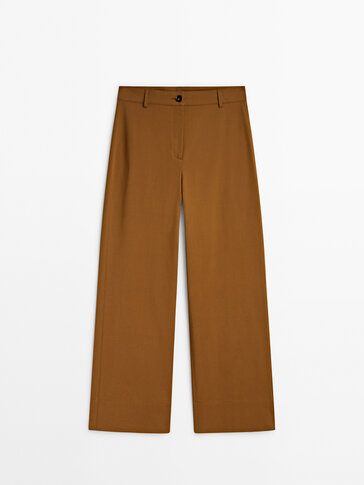 Панталони full length од мешан памук со рамен крој