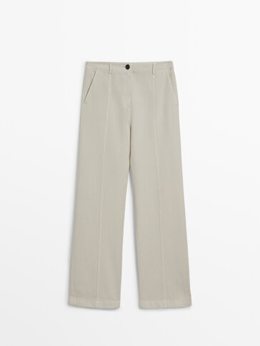 Pantalon fluide en serge avec coton et fibre de cellulose