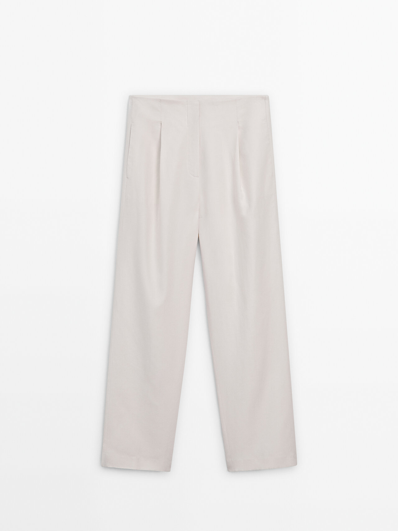 Massimo Dutti Darted Linen Blend Trousers In Cream | ModeSens