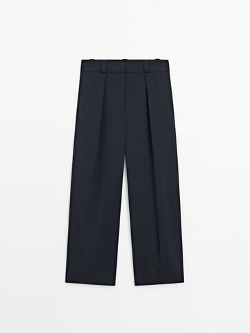 Wool blend darted trousers