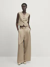 Chic Beige Women's Trousers - Massimo Dutti