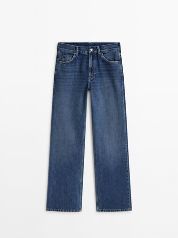 Mid-rise straight-fit full length jeans