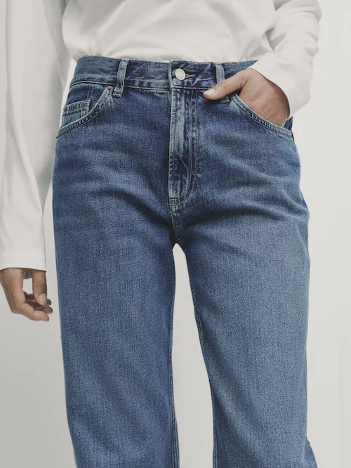 Jeans de cintura média com corte reto full length