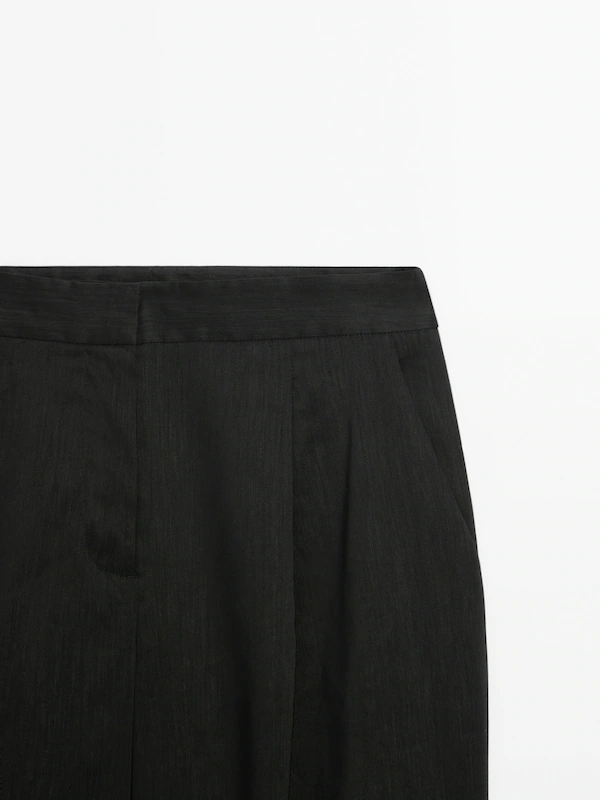 Linen blend cargo trousers · Black · Dressy | Massimo Dutti