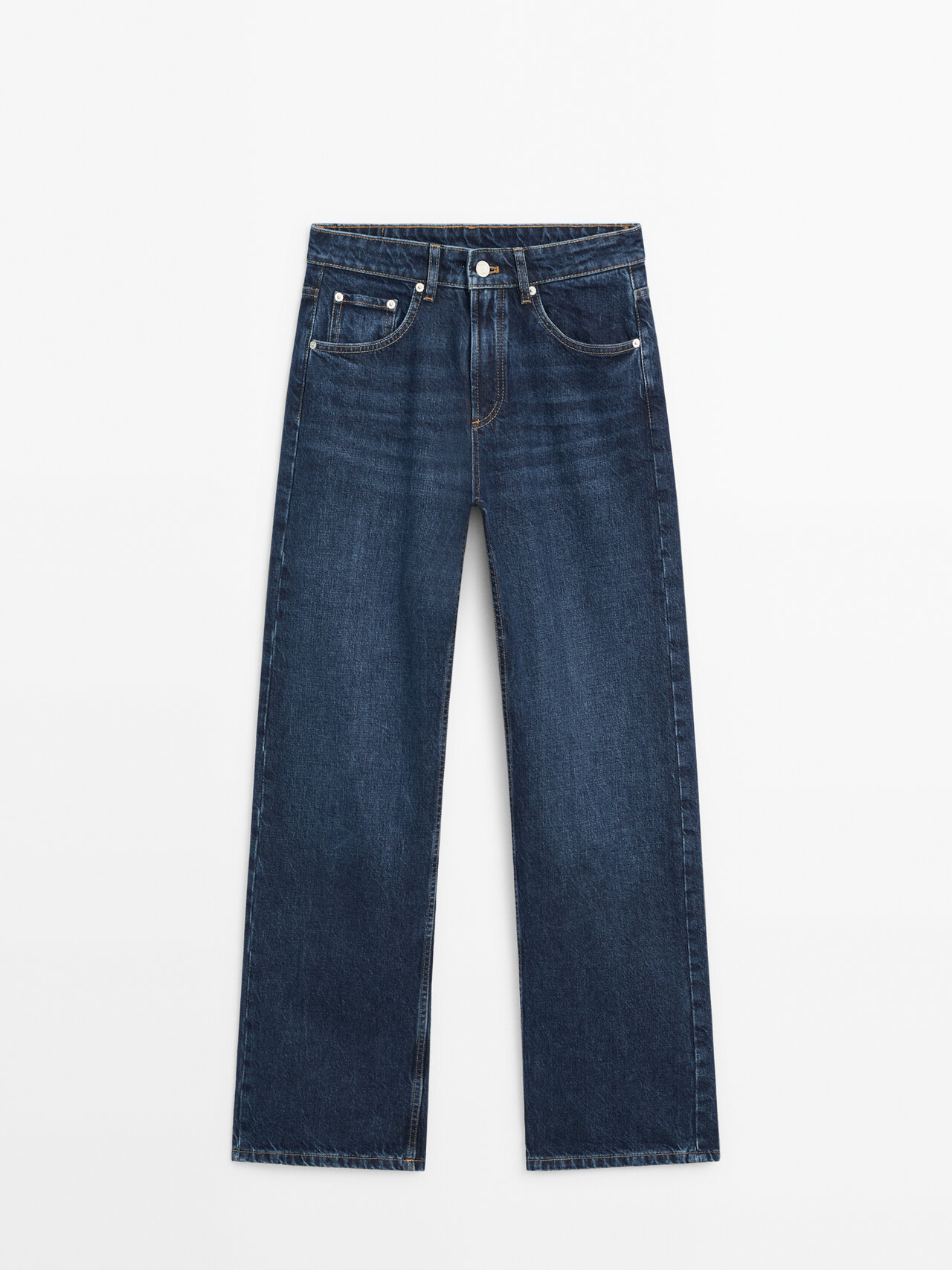 Shop Massimo Dutti Wide-leg Mid-rise Jeans In Medium Blue
