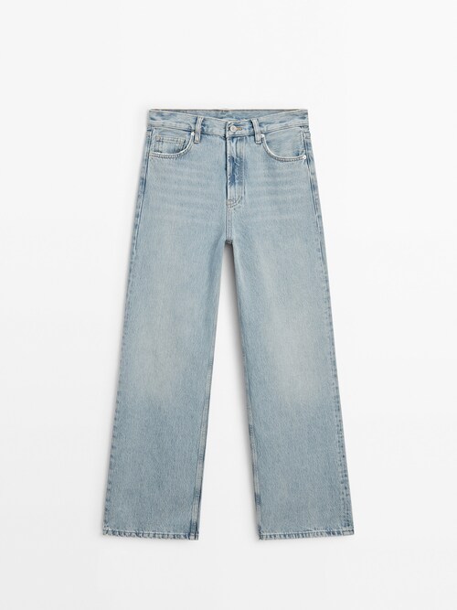Wide-leg high-waist jeans · Light Blue · Dressy