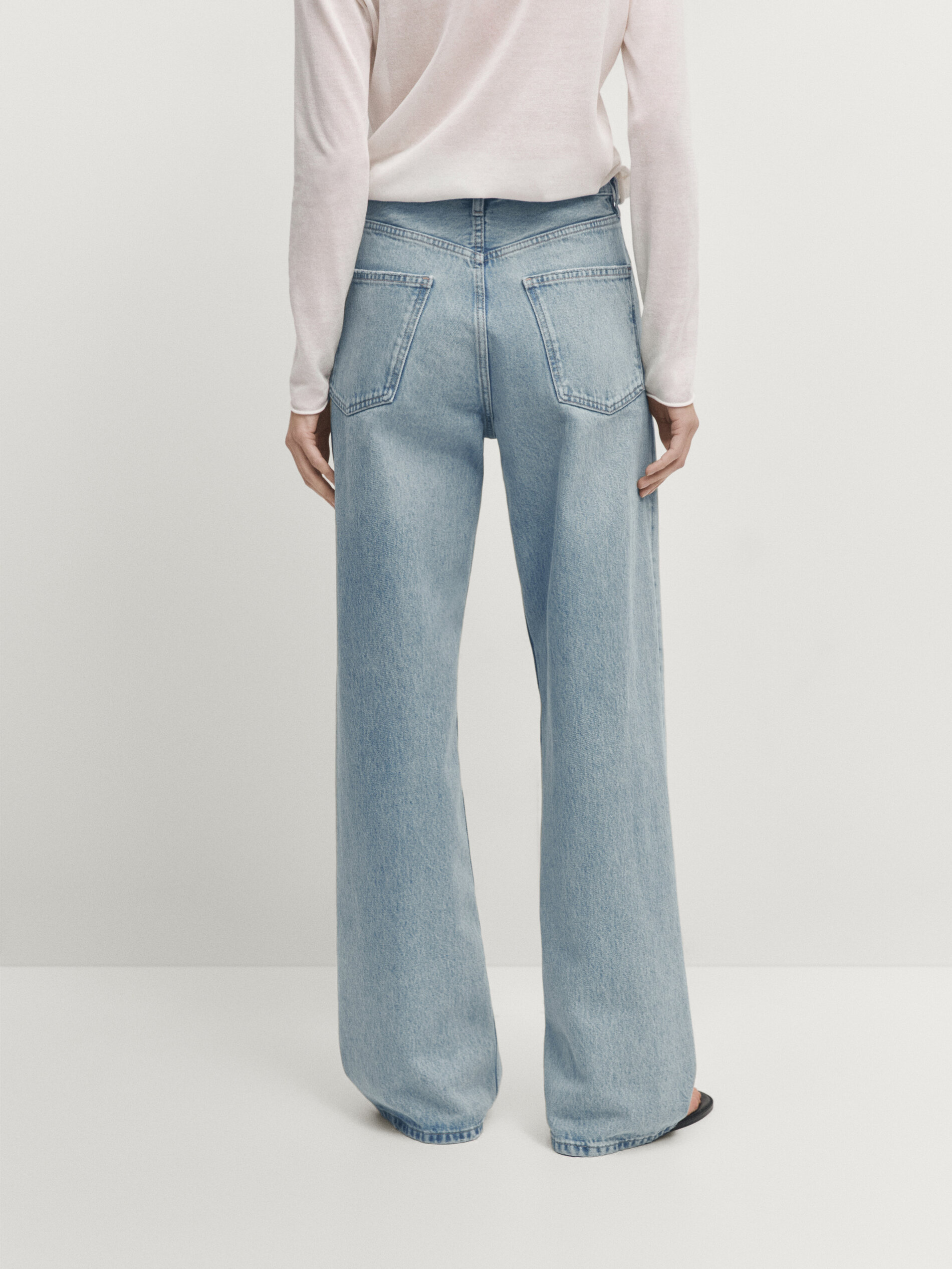 Wide-leg high-waist jeans · Light Blue, Light Blue · Dressy