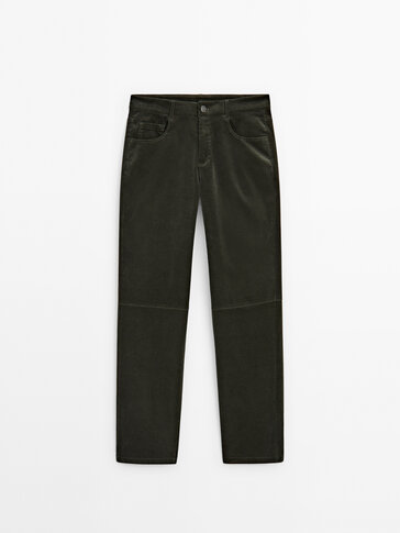 Slim fit micro corduroy trousers with stitching detail
