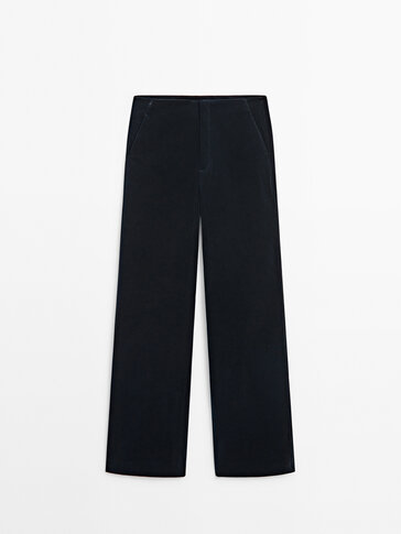 Straight-fit high-waist needlecord trousers