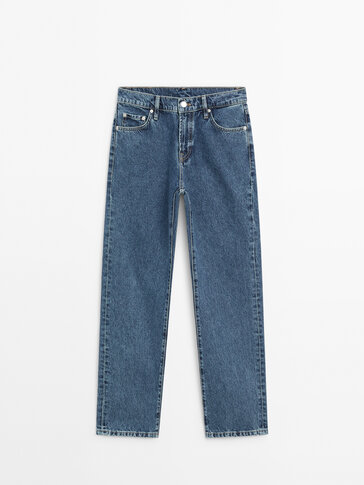 Straight fit low-rise jeans · Medium Blue, Light Blue · Dressy