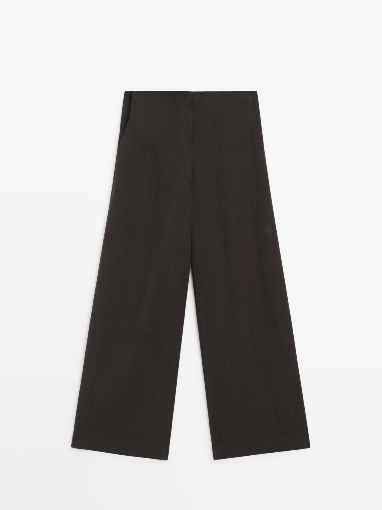 Shop Massimo Dutti Straight-leg Linen Suit Trousers In Washed