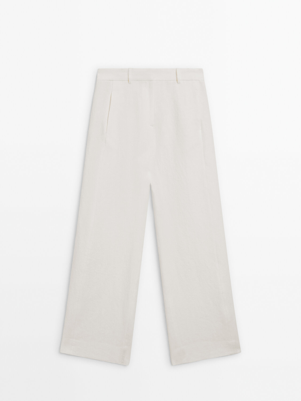 Shop Massimo Dutti Straight-leg Linen Suit Trousers In White