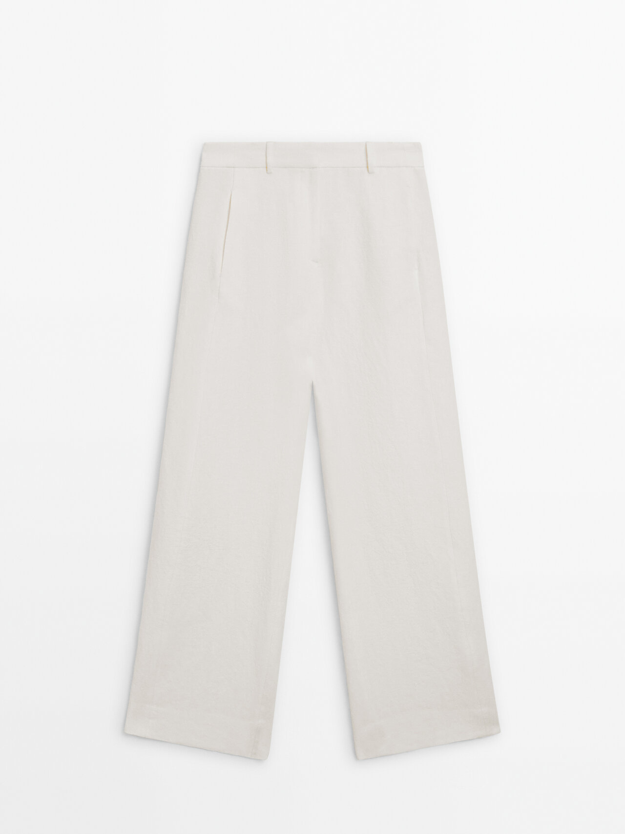 Massimo Dutti Straight-leg Linen Suit Trousers In White