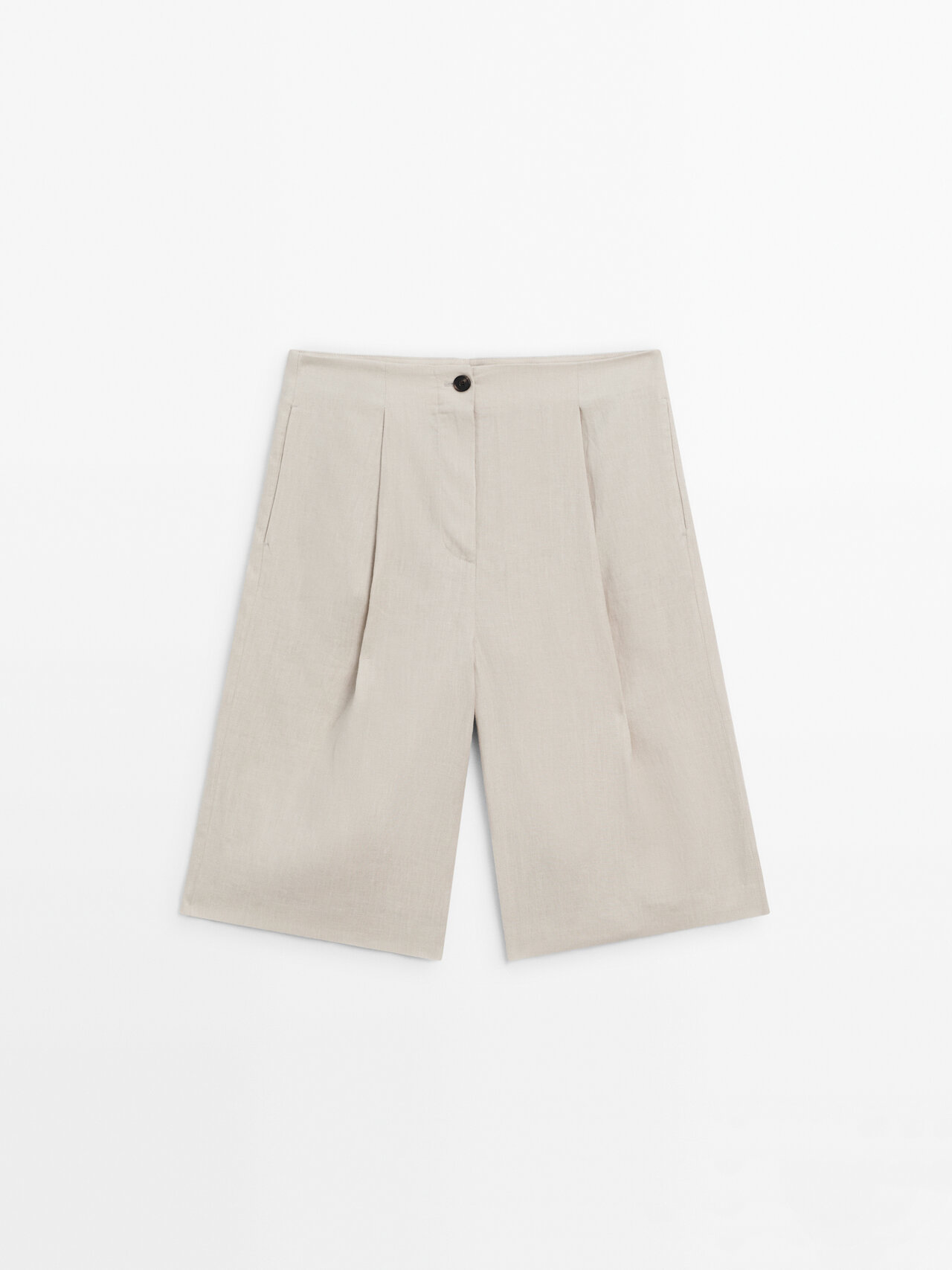 Massimo Dutti Bermudas 100 % Leinen Bundfalten In Sand