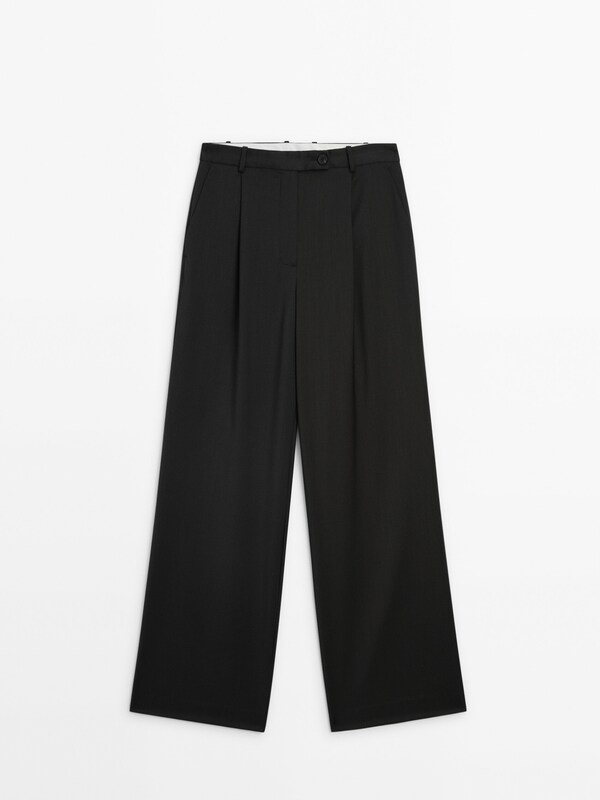 Wide-leg darted suit trousers · Red Marl · Dressy | Massimo Dutti