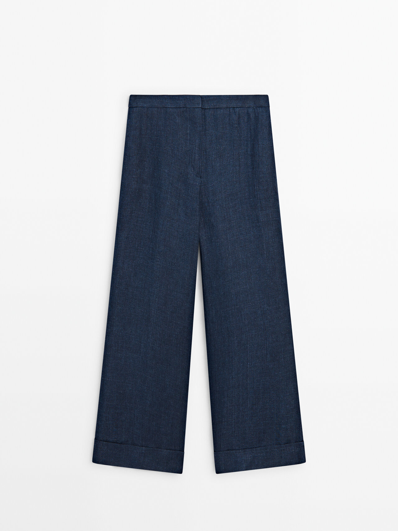 Shop Massimo Dutti 100% Linen Darted Trousers In Navy Blue