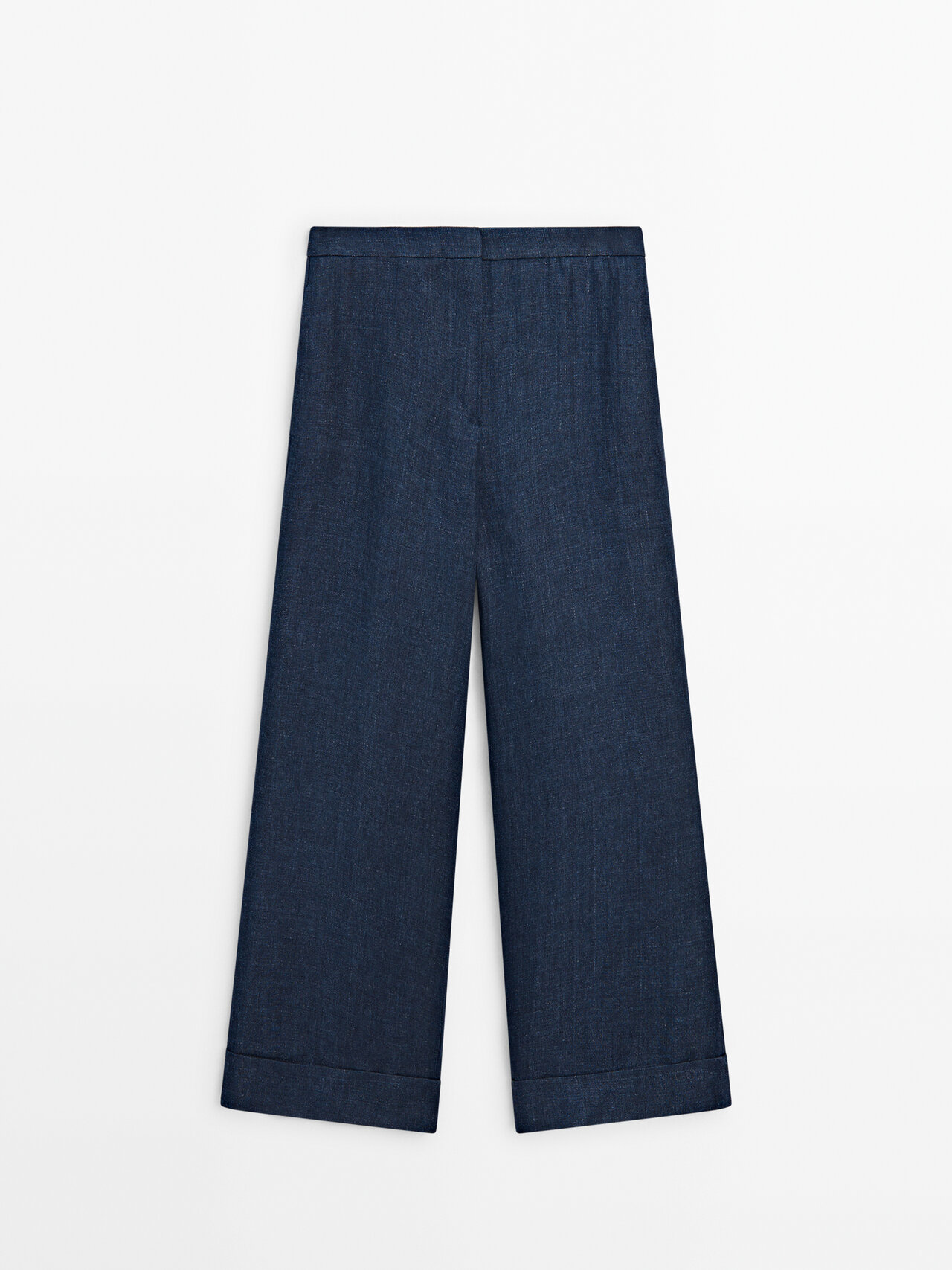 Massimo Dutti Bundfaltenhose Aus Reinem Leinen In Navy Blue