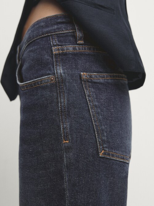 Mid-waist slim-cropped-fit jeans · Medium Blue · Dressy