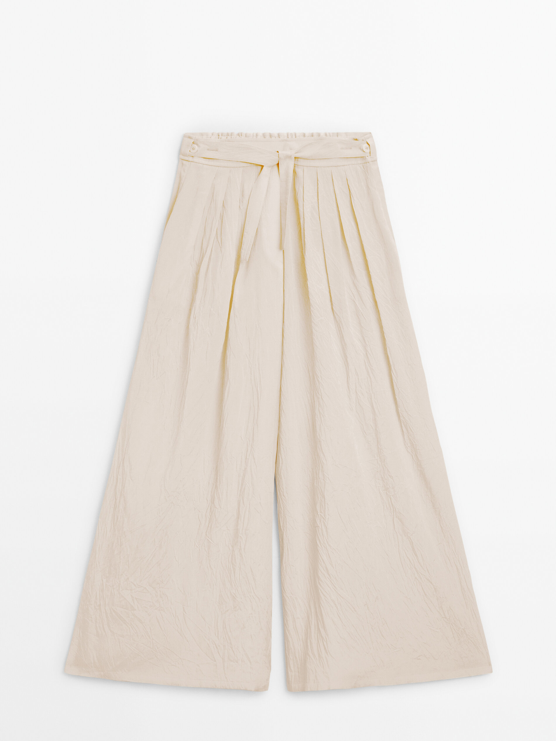 Wide-leg satin trousers with pleats - Limited Edition