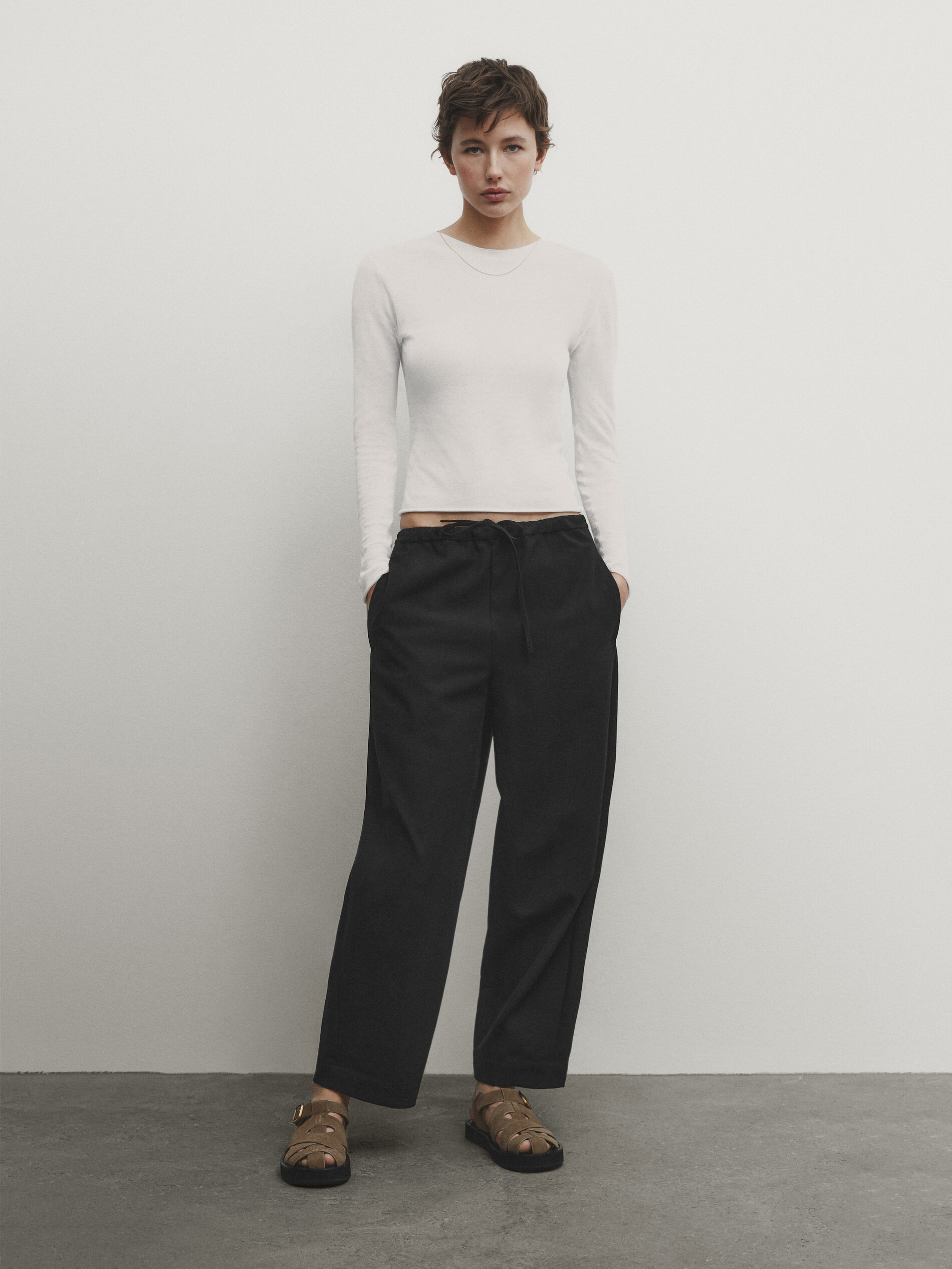 Massimo Dutti Hose Stretchbund Schwarz In Schwarz