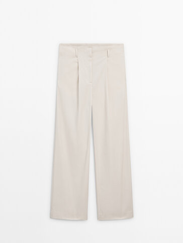 Paperbag high-waist trousers