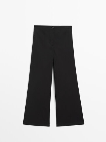 Wide-leg low-rise straight-fit trousers