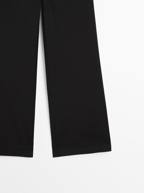 Black Suit Pants Loose Fit Trousers Wide Leg Soft Acetate Pants Neza Studio  Long Trousers Unisex Pants Minimalist Style Tie Details 