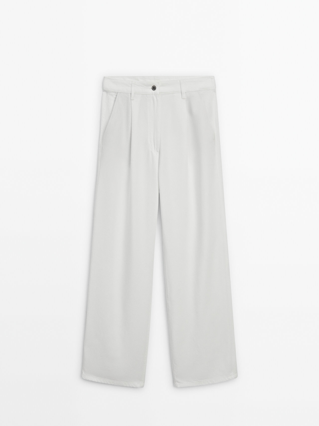 Shop Massimo Dutti Flowing Lyocell Trousers With Darts In Cream