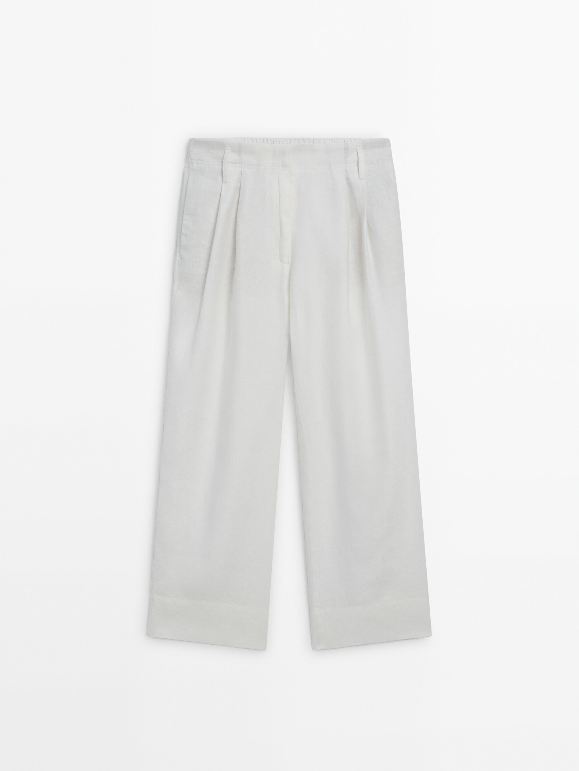 100% linen trousers with double darts