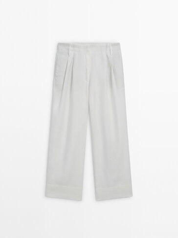 100% linen trousers with double darts