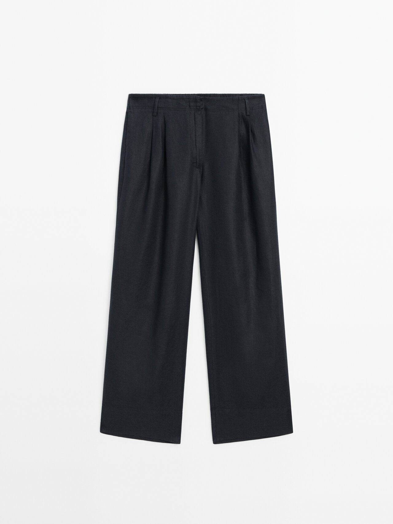 ★ Massimo Dutti★ Double pin tuck detail 100% linen pants Massimo Dutti 100% Linen Trousers With Double Darts In Navy