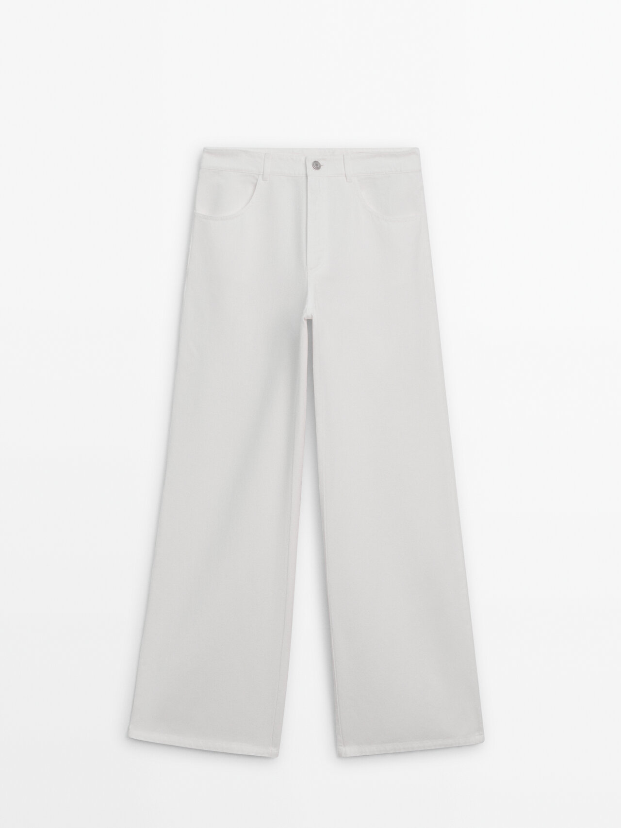 Massimo Dutti Straight-leg Flowing Trousers In Cream
