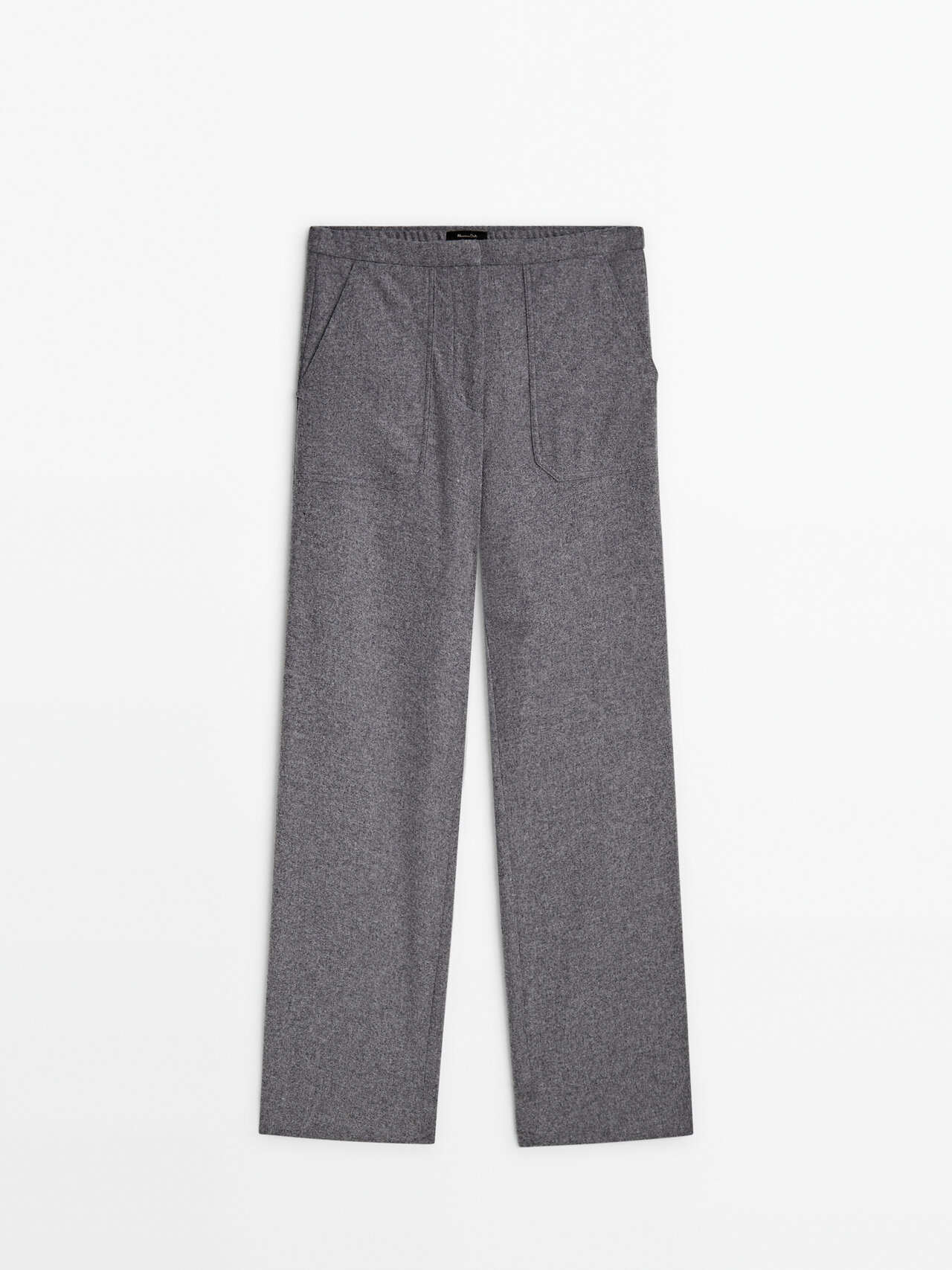 Massimo Dutti Flannel Wool Blend Carpenter Trousers In Grey