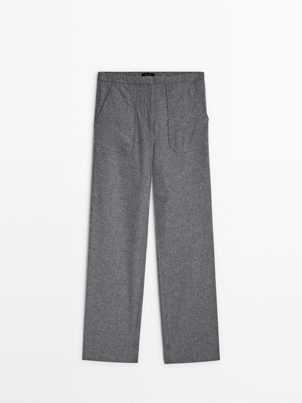 Massimo Dutti Flannel Wool Blend Carpenter Trousers In Grey