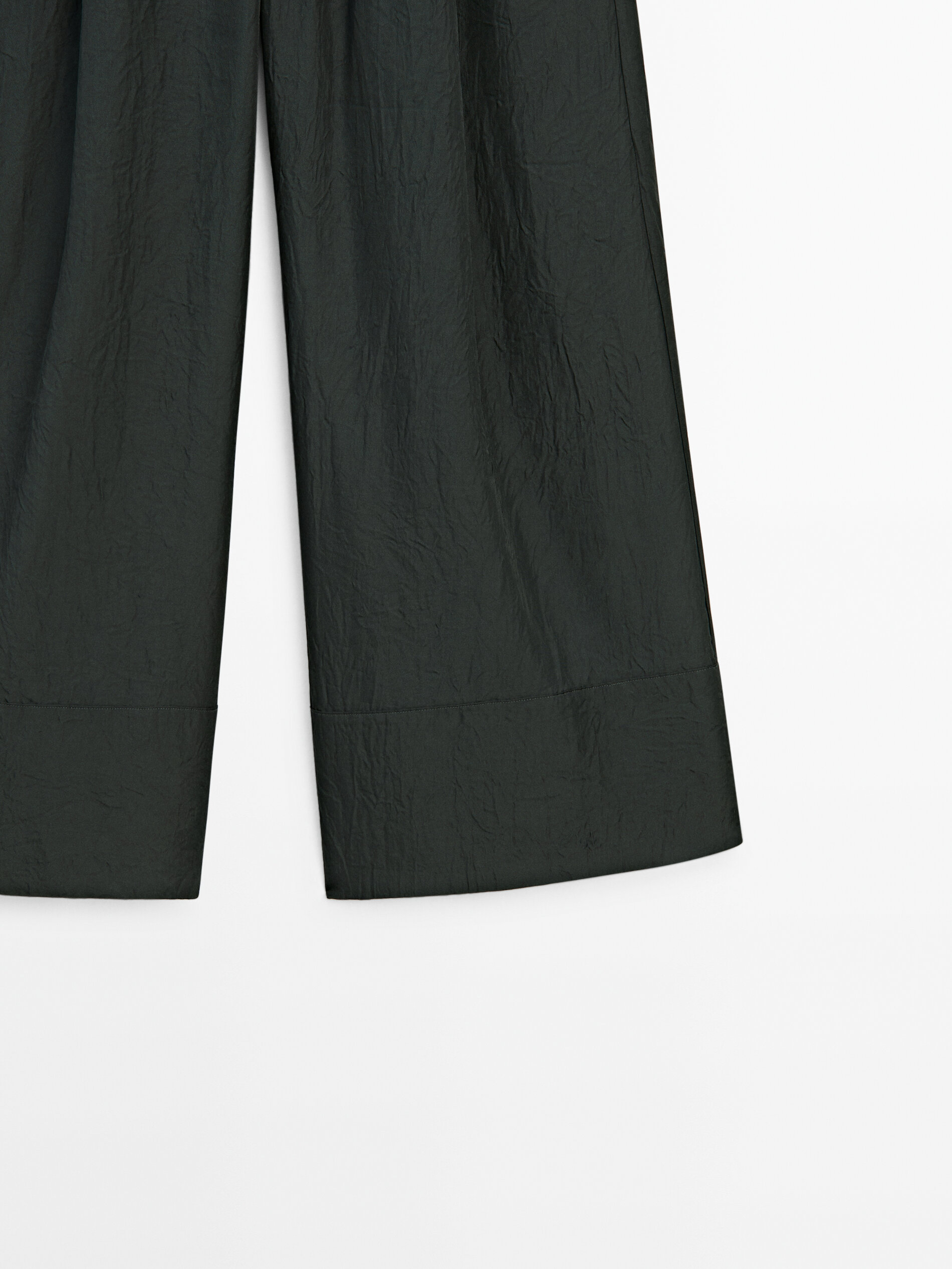 Satin trousers with elasticated waistband and double hems