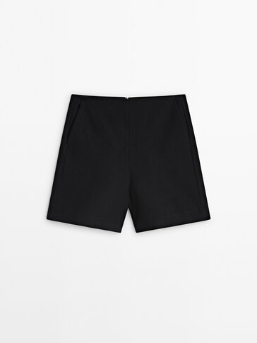 Plain black Bermuda shorts