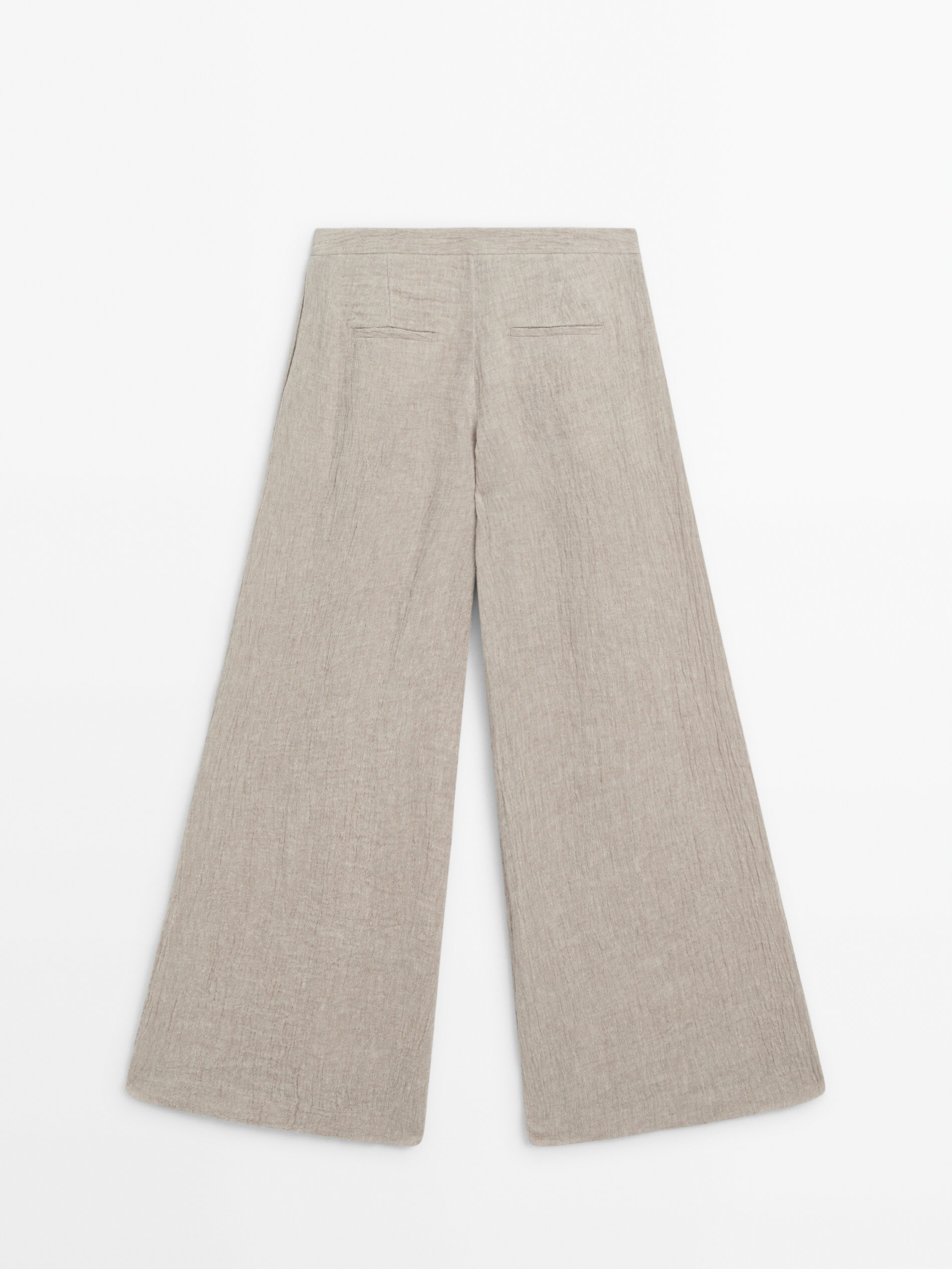Pantalón ancho gofrado 100% lino