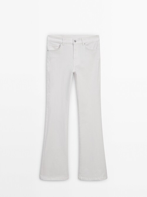 White Slim Fit Flared Trousers – Malliny