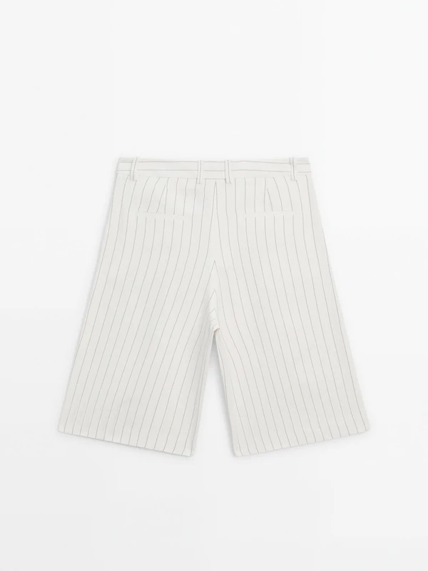 Long striped Bermuda shorts · Cream · Dressy | Massimo Dutti