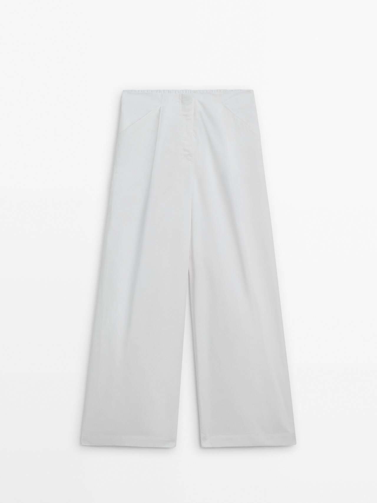 Massimo Dutti Poplin Trousers With Darts In White