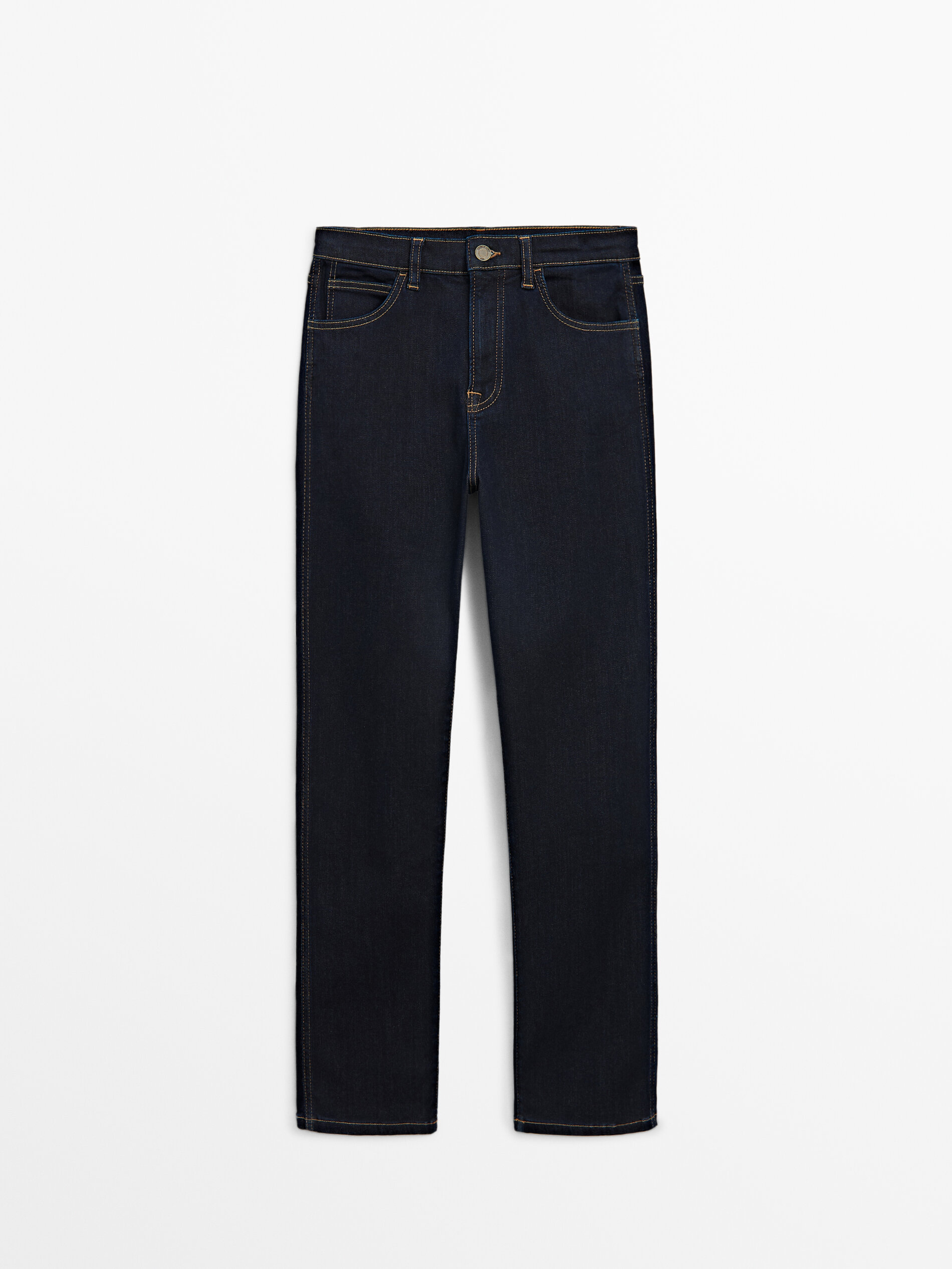 Straight-Fit-Jeans mit hohem Bund · Blau · Abendgarderobe | Massimo Dutti