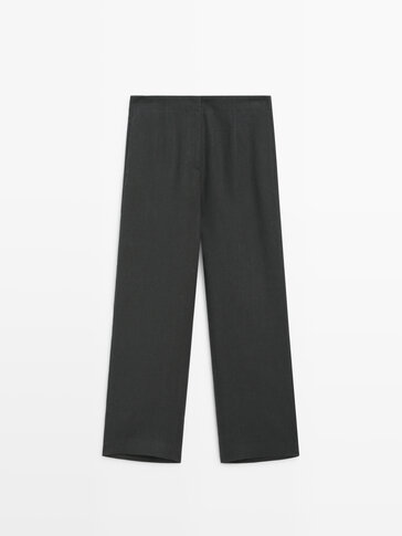 Cropped 100% linen trousers