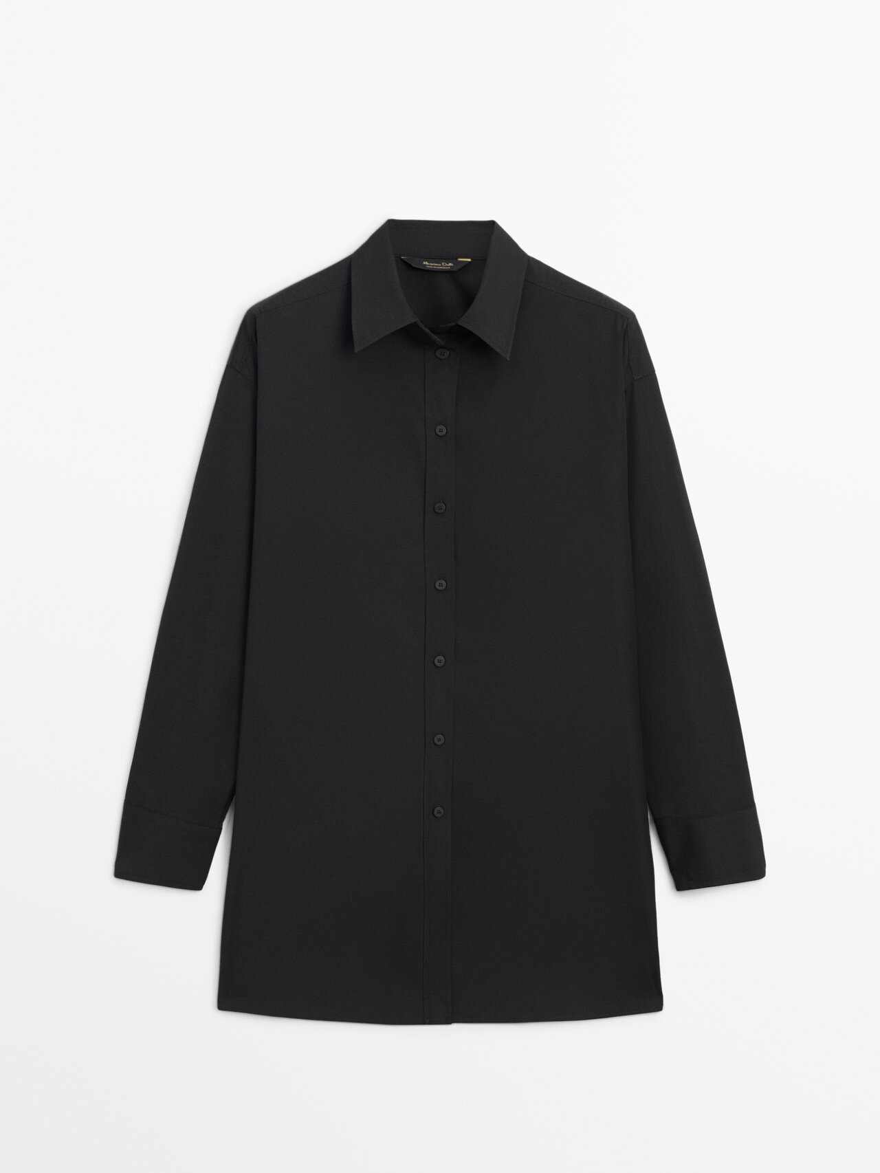 Massimo Dutti Black Poplin Oversize Blouse In Black