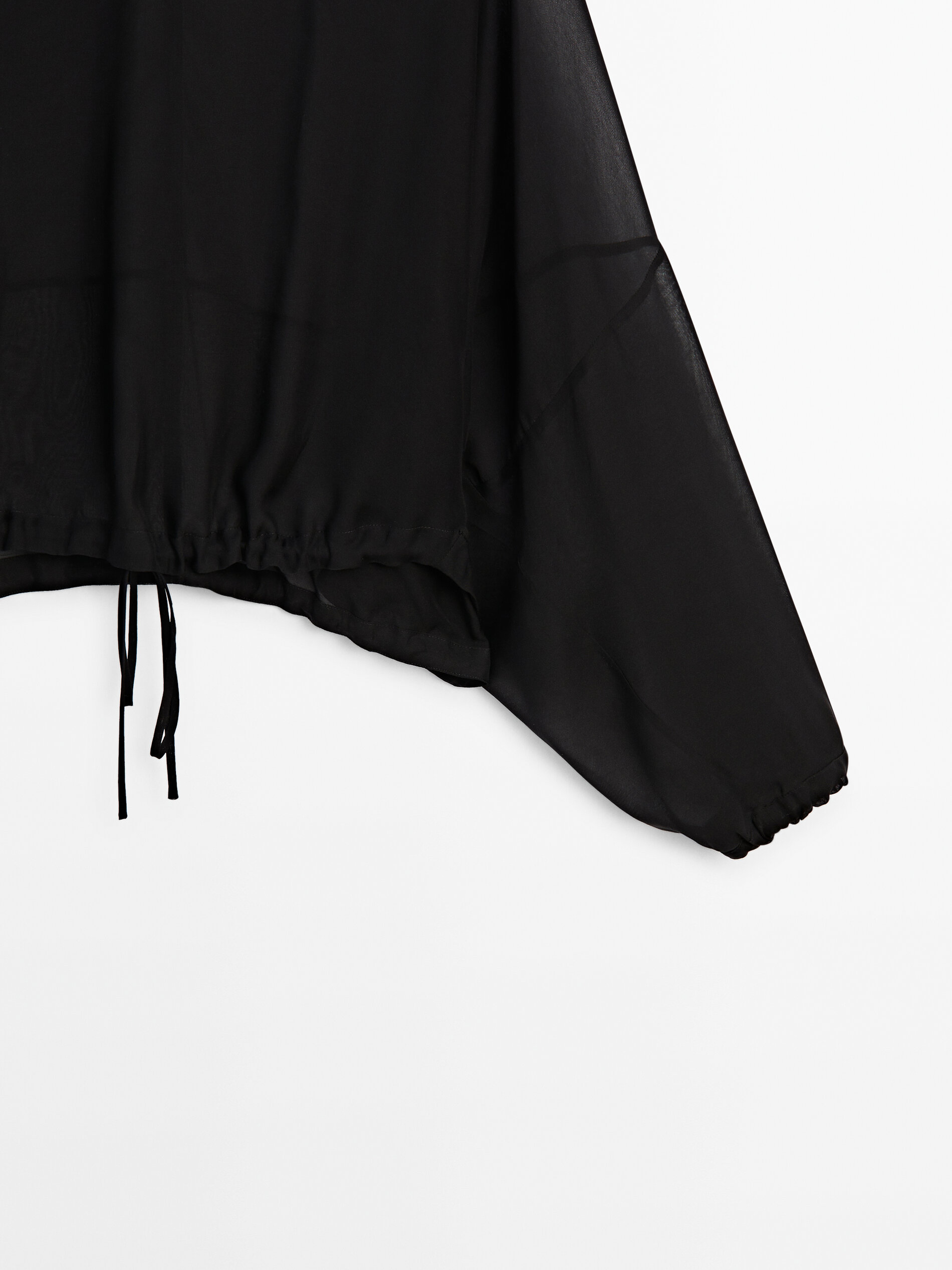Semisheer blouse with tie detail · Black · Shirts Massimo Dutti