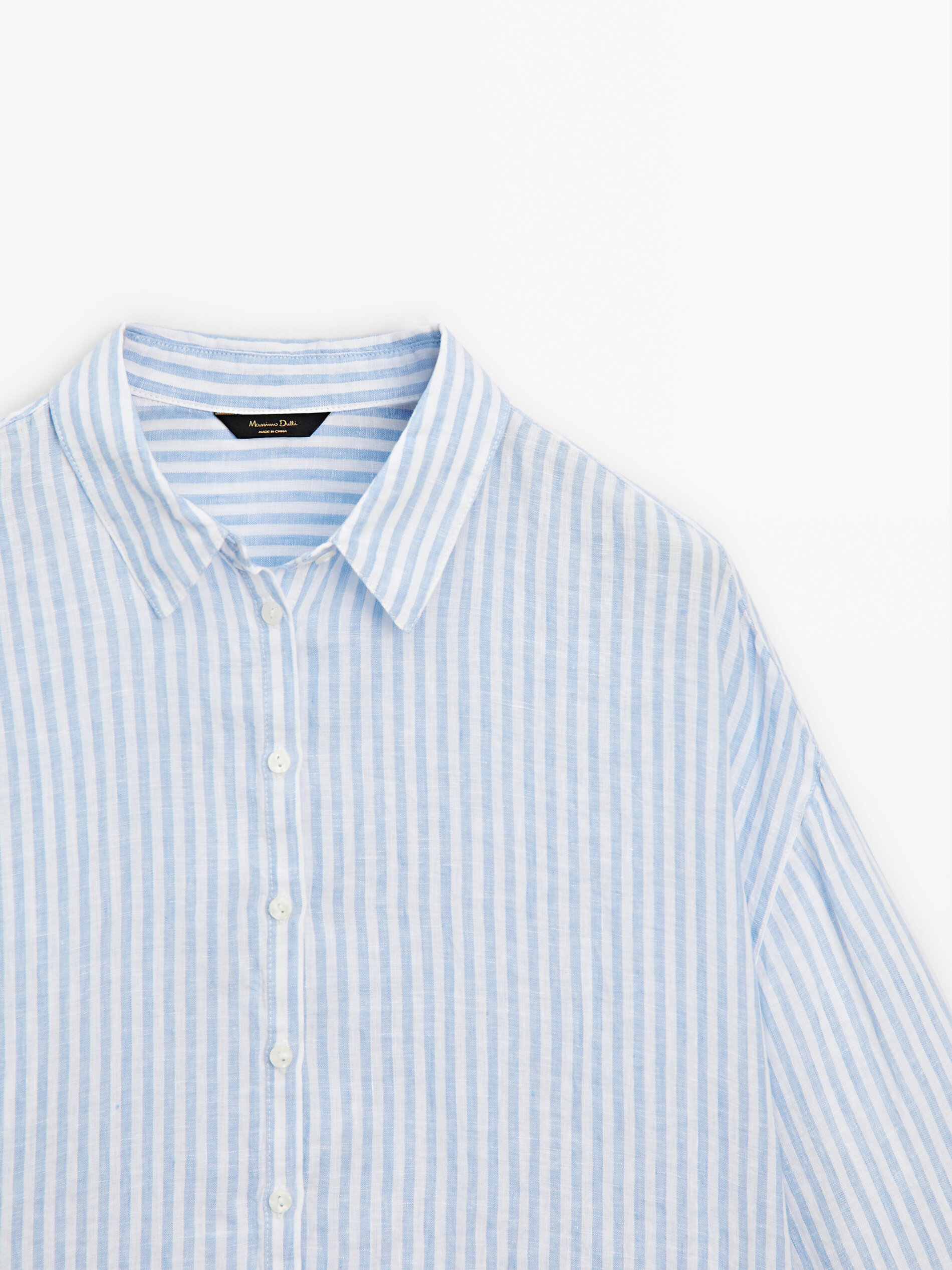 Camisa rayas crop 100% lino