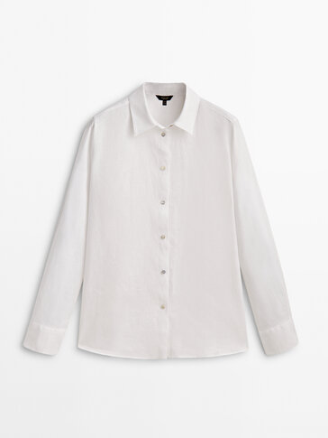 100% linen shirt · White · Shirts | Massimo Dutti